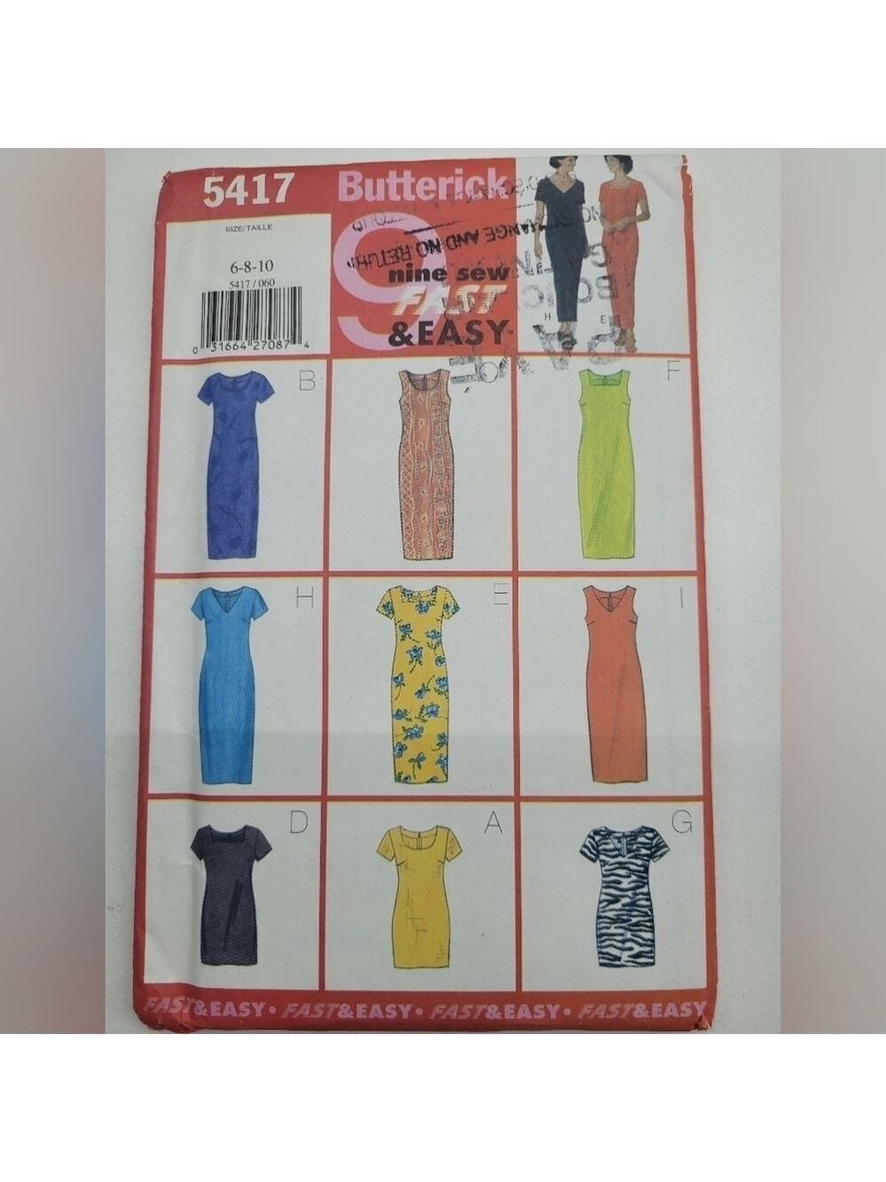 🧵4/$20🧵 Butterick 5417 Dress Sewing Pattern Uncut Size 6-10 DYI Supplies